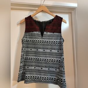 Sanctuary‎ Women's Tribal Geometric Pattern V-Neck Sleeveless Tank Top Size XL